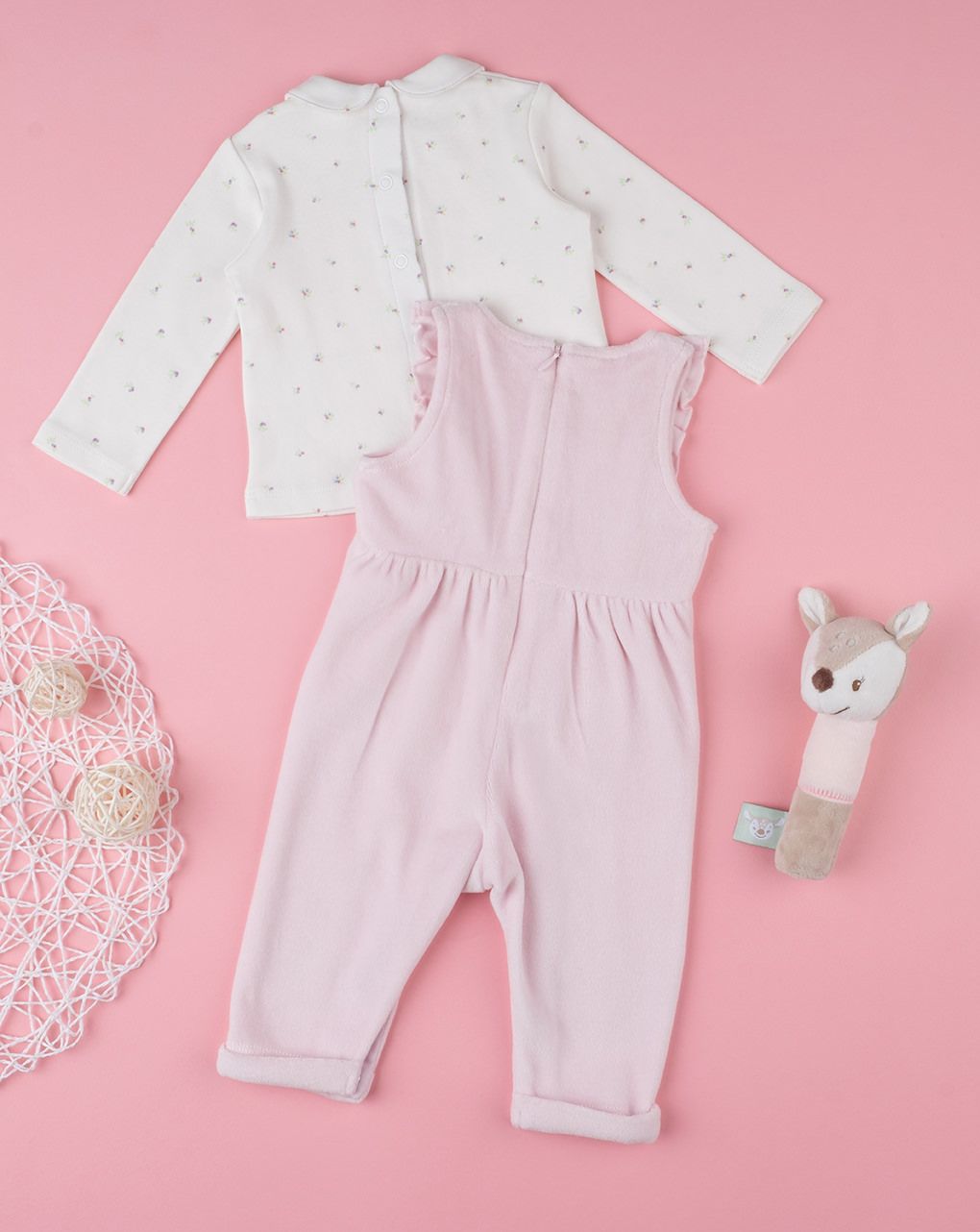 βρεφικό σετ μπλούζα και σαλοπέτα με λουλούδια για κορίτσι - Prénatal