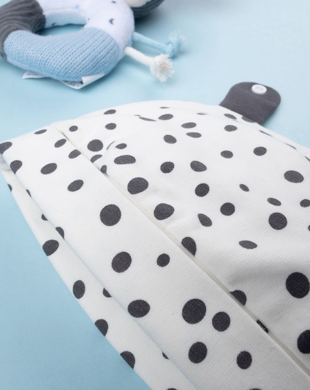 βρεφικό σκουφάκι κρεμ πουά για αγόρι - Prénatal