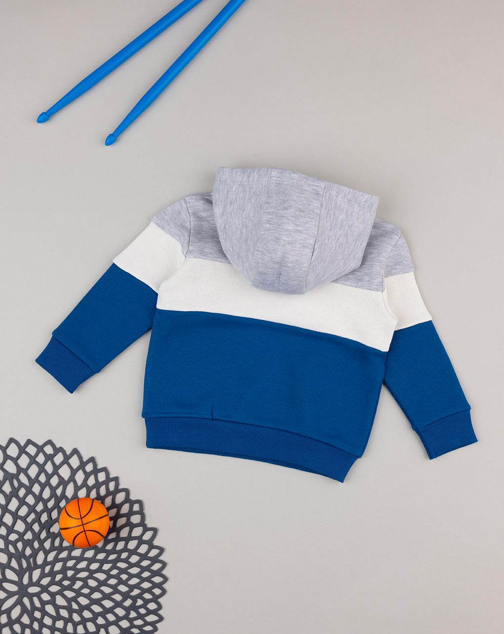 βρεφική μπλούζα φούτερ τρίχρωμη μπάσκετ για αγόρι - Prénatal