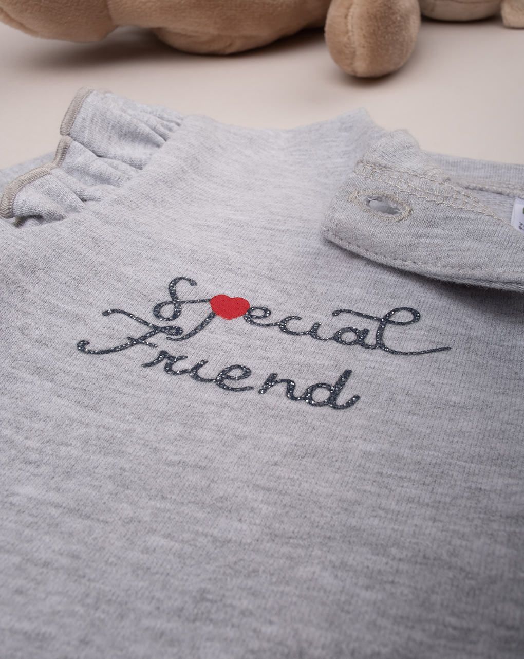 βρεφική ζακέτα γκρι με αρκουδάκι για κορίτσι - Prénatal