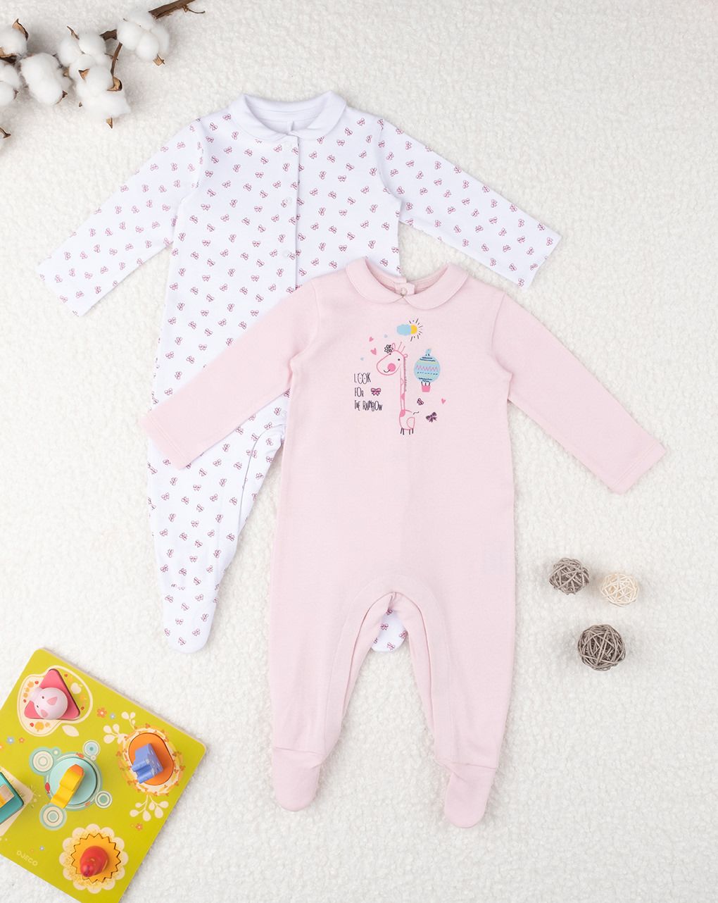 βρεφικά φορμάκια με καμηλοπάρδαλη πακέτο x2 για κορίτσι - Prénatal