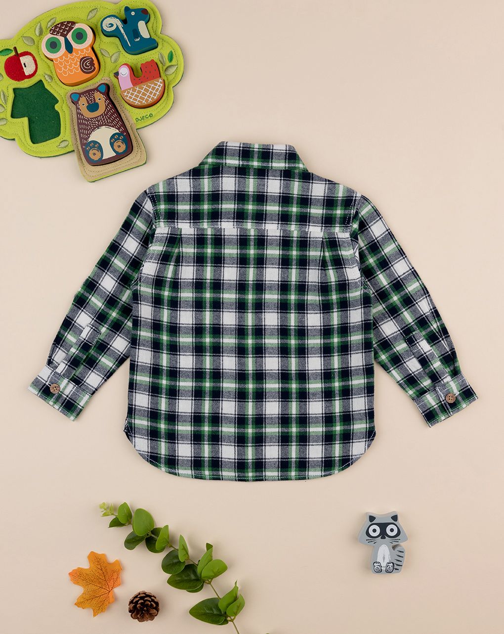 βρεφικό πουκάμισο πράσινο καρό για αγόρι - Prénatal