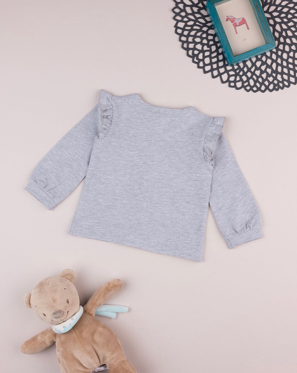 βρεφική ζακέτα γκρι με αρκουδάκι για κορίτσι - Prénatal