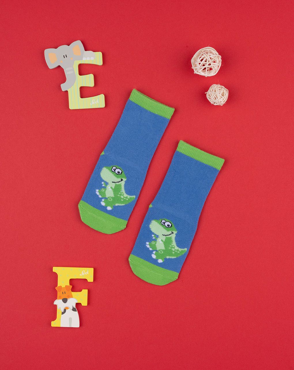 βρεφικές αντιολισθητικές κάλτσες με δεινόσαυρο για αγόρι 697227 - Prénatal