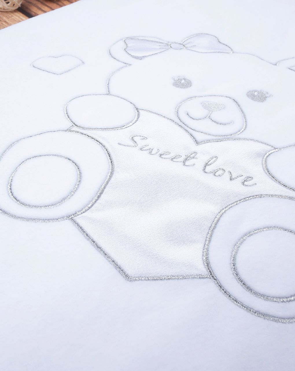 βρεφικός υπνόσακος σενίλ λευκός με αρκουδάκι 3.5 tog για κορίτσι - Prénatal