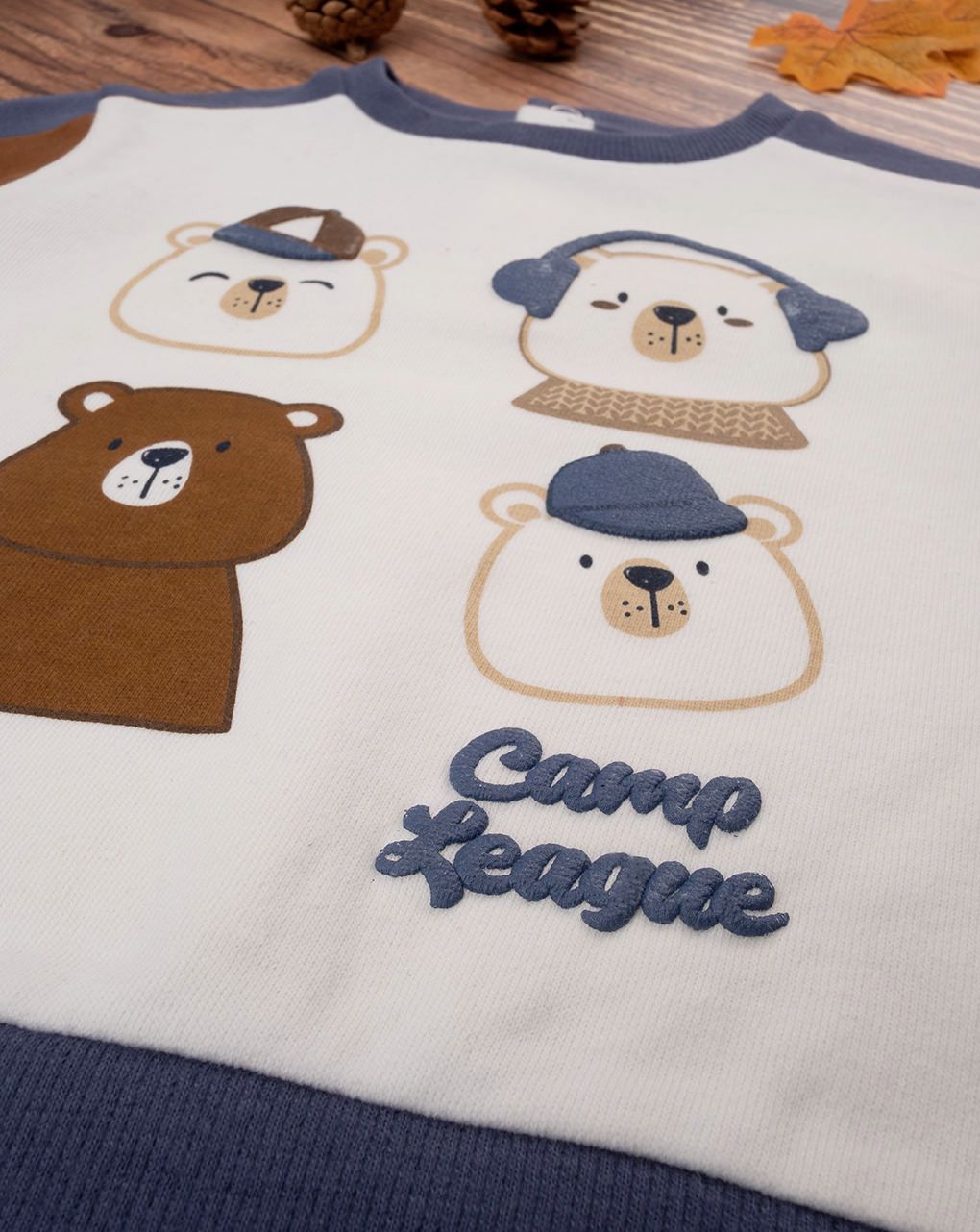 βρεφική μπλούζα φούτερ με αρκουδάκια για αγόρι - Prénatal
