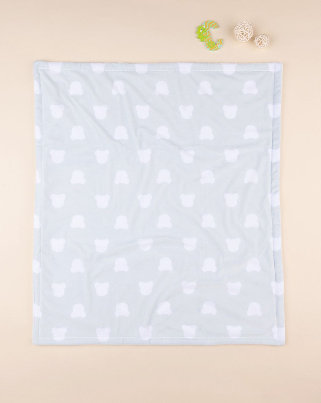 χειμερινή κουβέρτα γαλάζια με αρκουδάκια για λίκνο/πορτ-μπεμπέ για αγόρι - Prénatal