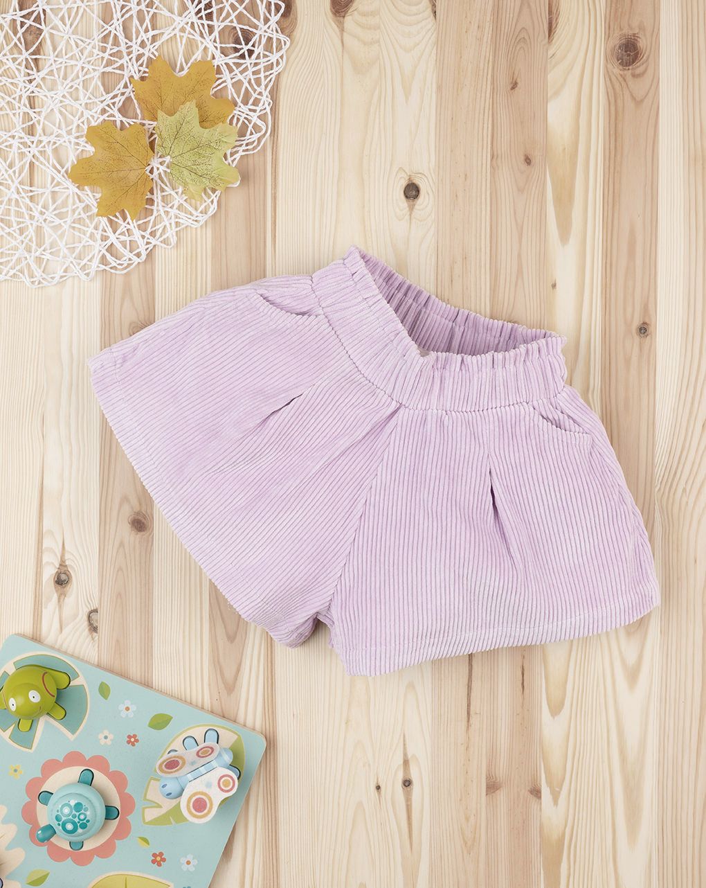 βρεφικό σορτσάκι βελούρ λιλά για κορίτσι