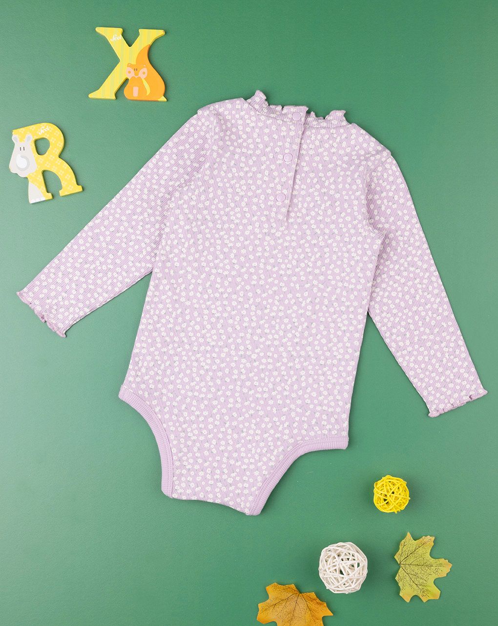 βρεφικό κορμάκι λιλά με λουλούδια για κορίτσι - Prénatal