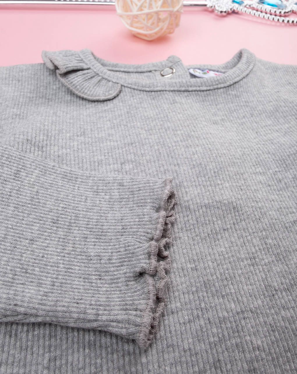 βρεφικό κορμάκι ριμπ γκρι για κορίτσι - Prénatal