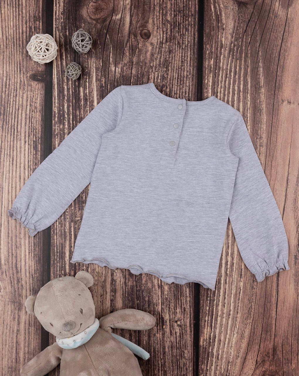 βρεφική μπλούζα γκρι με ελαφάκι για κορίτσι - Prénatal