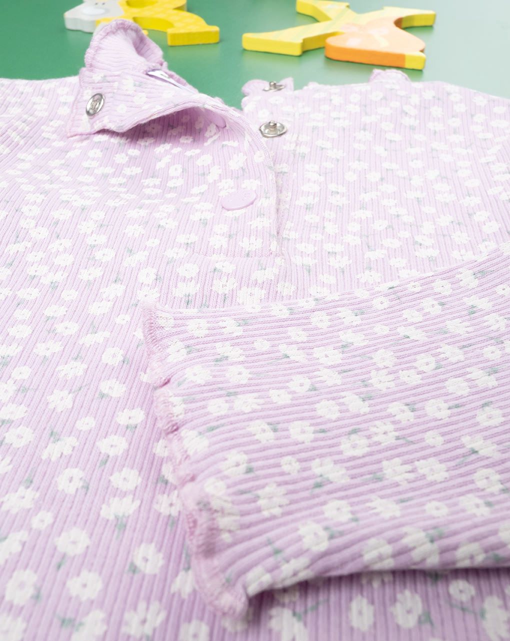 βρεφικό κορμάκι λιλά με λουλούδια για κορίτσι - Prénatal