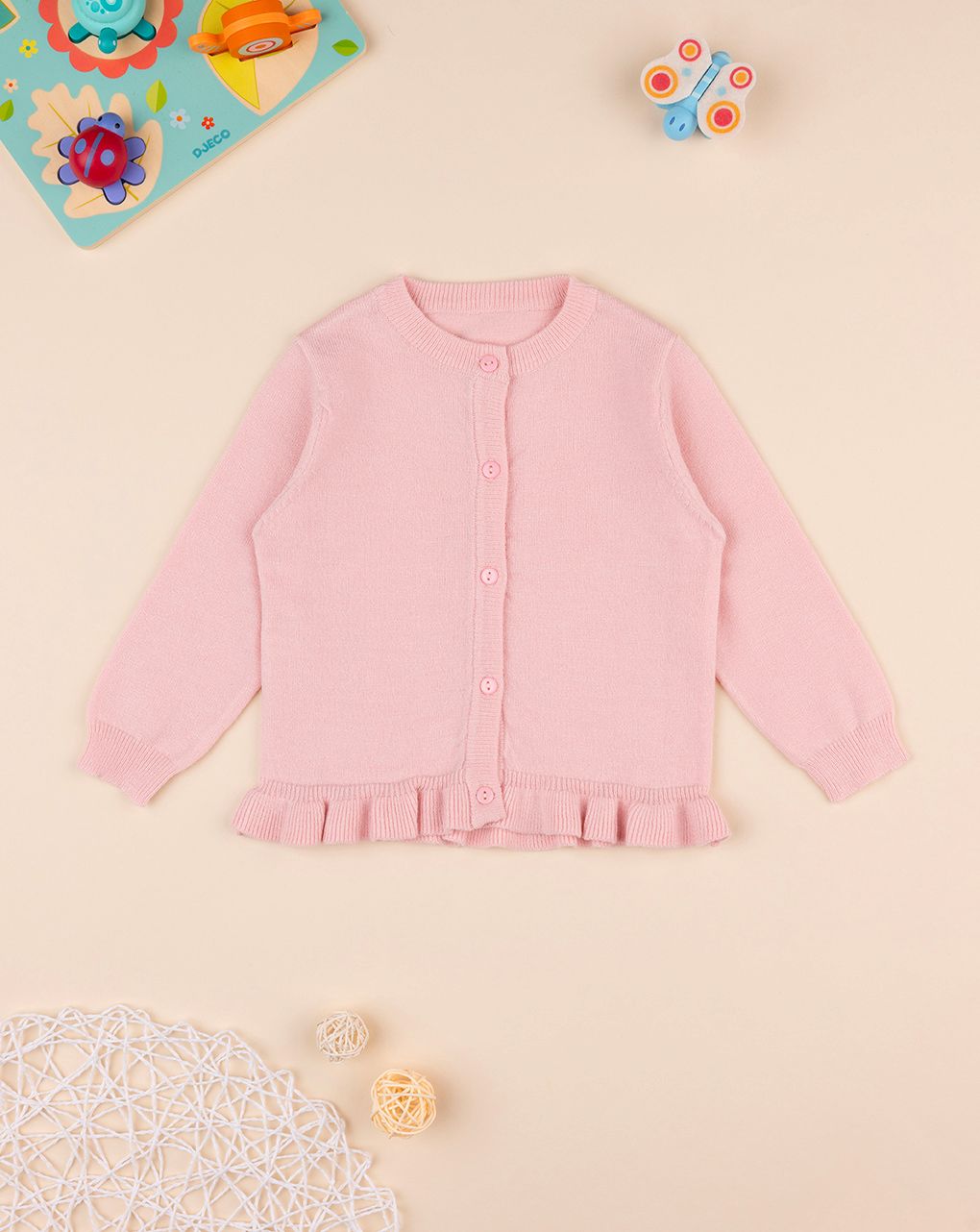 βρεφική πλεκτή ζακέτα ροζ για κορίτσι