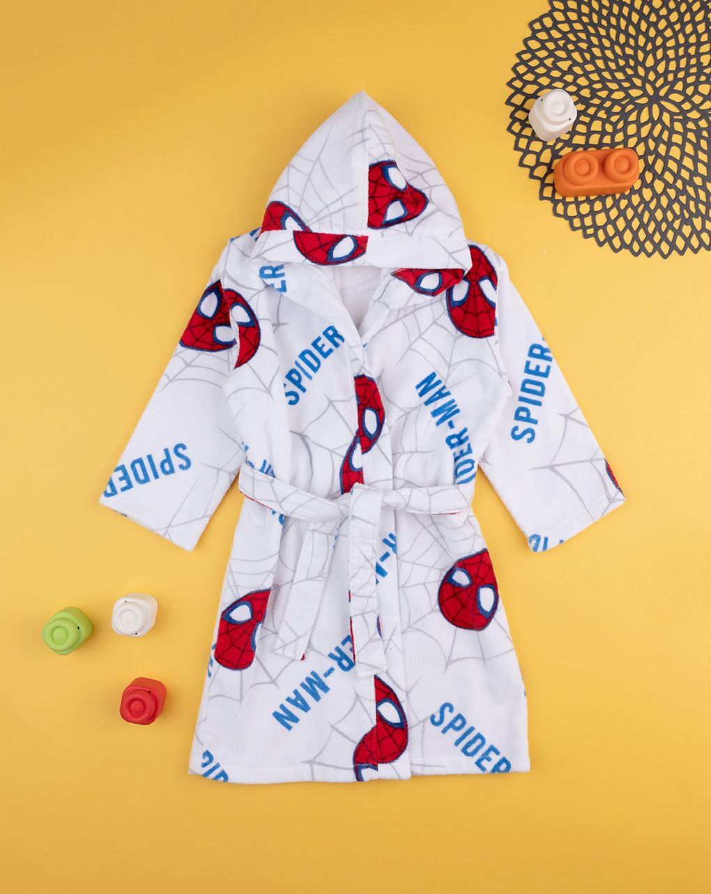 παιδικό μπουρνούζι λευκό με το spiderman για αγόρι