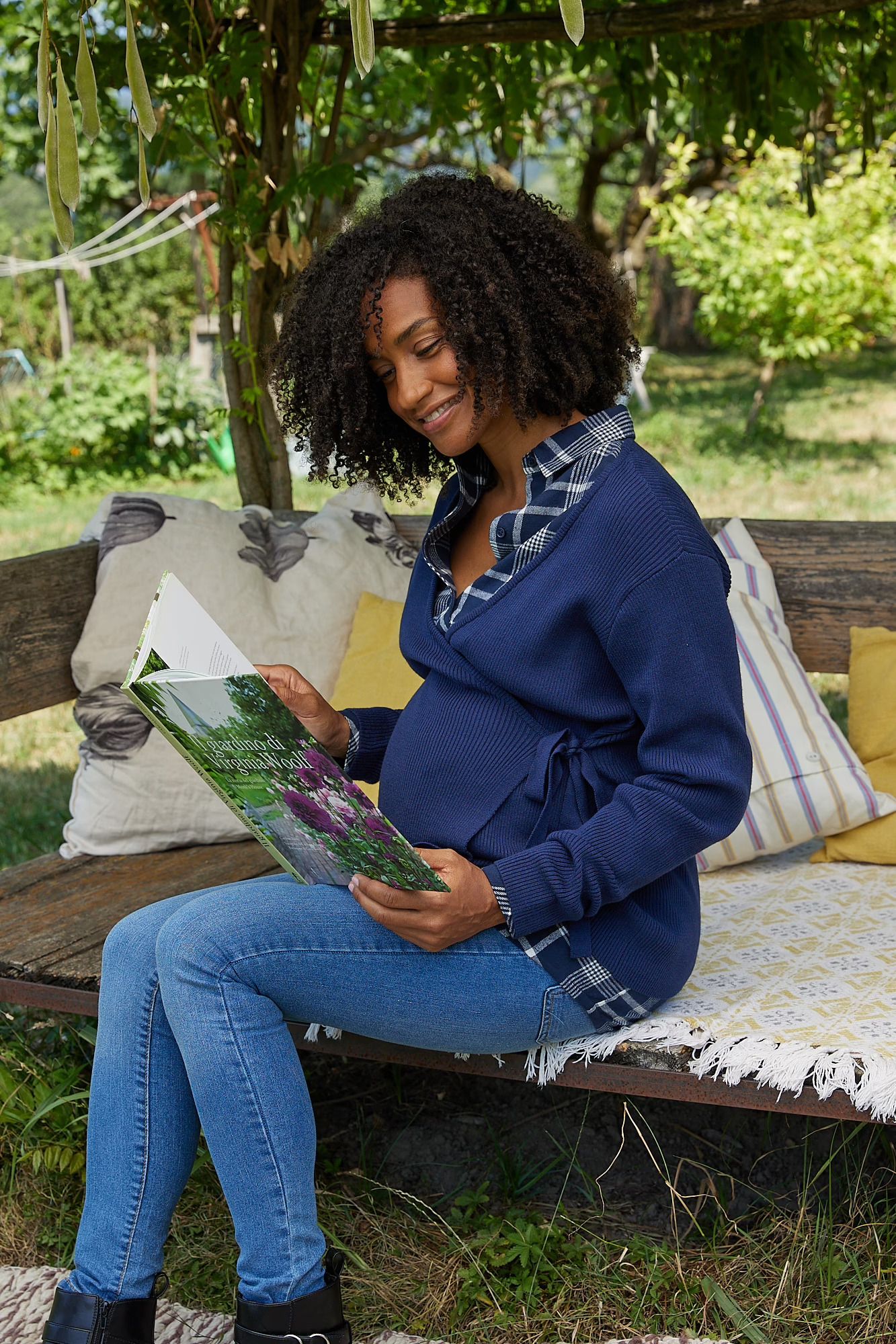 γυναικεία πλεκτή ζακέτα εγκυμοσύνης/θηλασμού μπλε - Prénatal