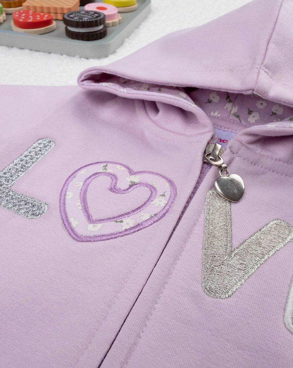 βρεφική ζακέτα φούτερ λιλά love για κορίτσι - Prénatal