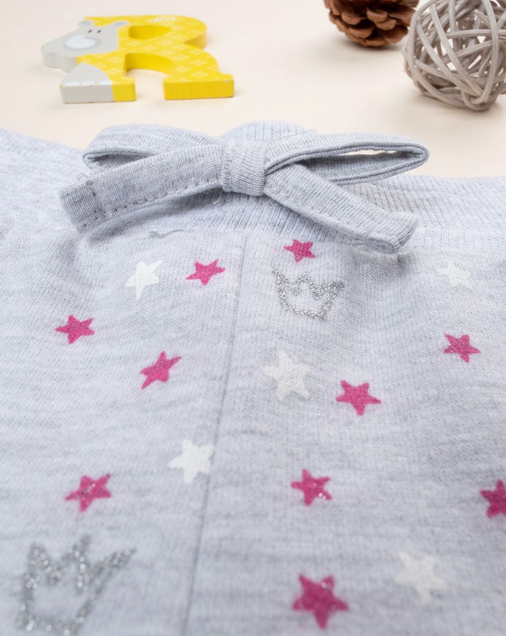 βρεφικό παντελόνι φόρμας γκρι με στέμματα για κορίτσι - Prénatal