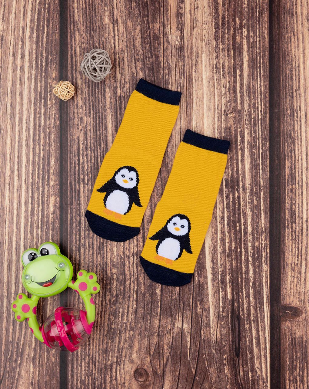 βρεφικά αντιολισθητικά καλτσάκια με πιγκουίνους για αγόρι - Prénatal