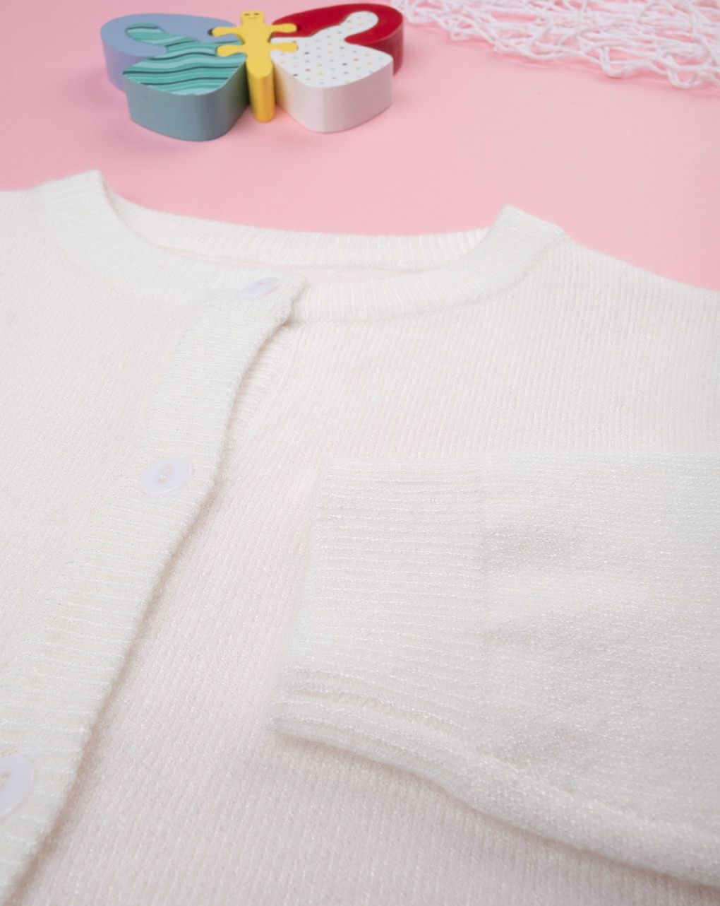 βρεφική πλεκτή ζακέτα κρεμ για κορίτσι - Prénatal