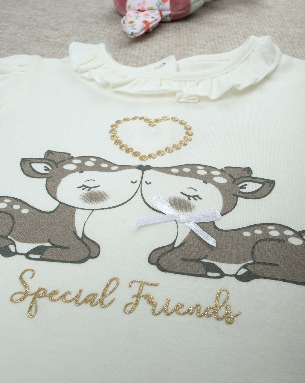 βρεφικό κορμάκι λευκό με ελαφάκι για κορίτσι - Prénatal