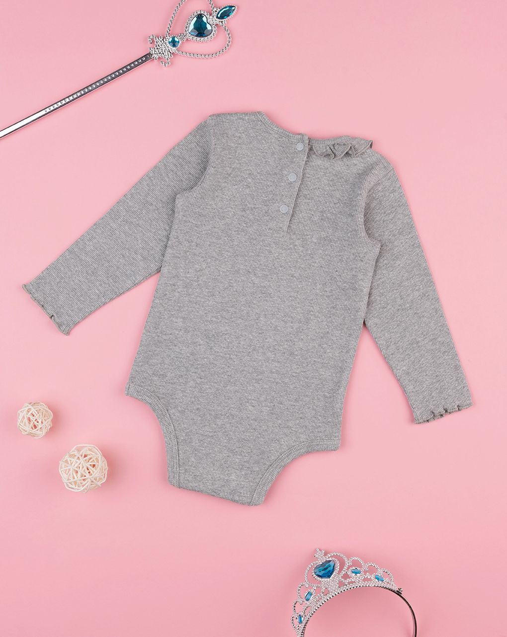 βρεφικό κορμάκι ριμπ γκρι για κορίτσι - Prénatal