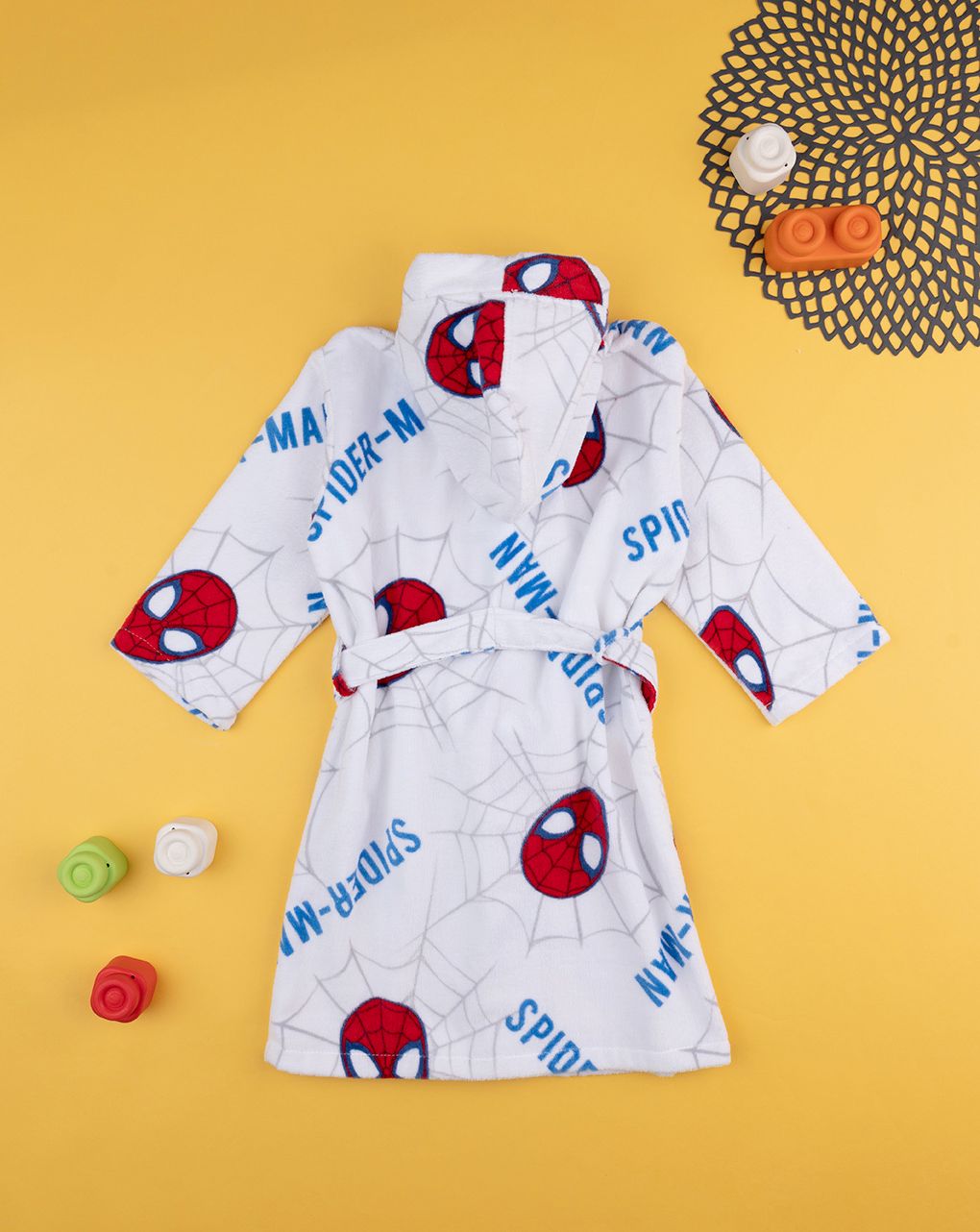 παιδικό μπουρνούζι λευκό με το spiderman για αγόρι - Prénatal