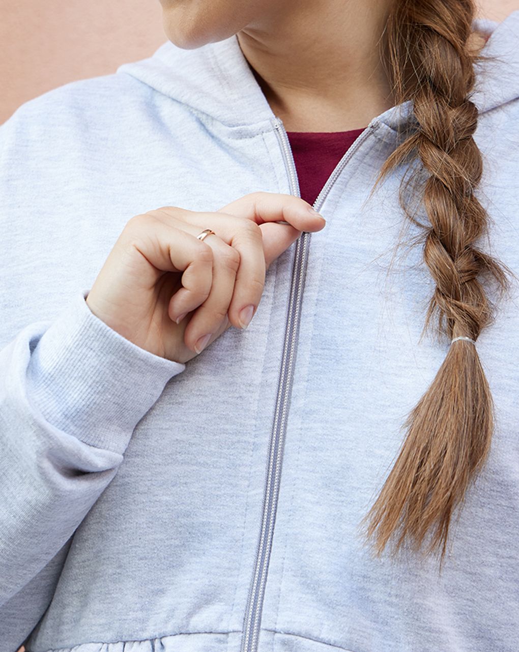 γυναικεία ζακέτα φούτερ εγκυμοσύνης/θηλασμού γκρι - Prénatal