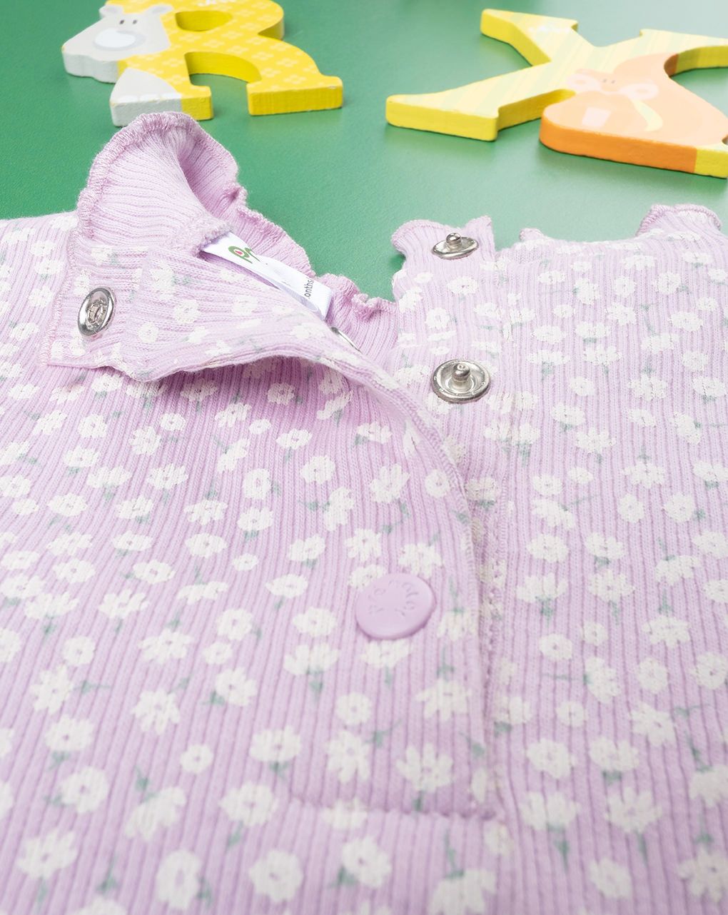 βρεφικό κορμάκι λιλά με λουλούδια για κορίτσι - Prénatal
