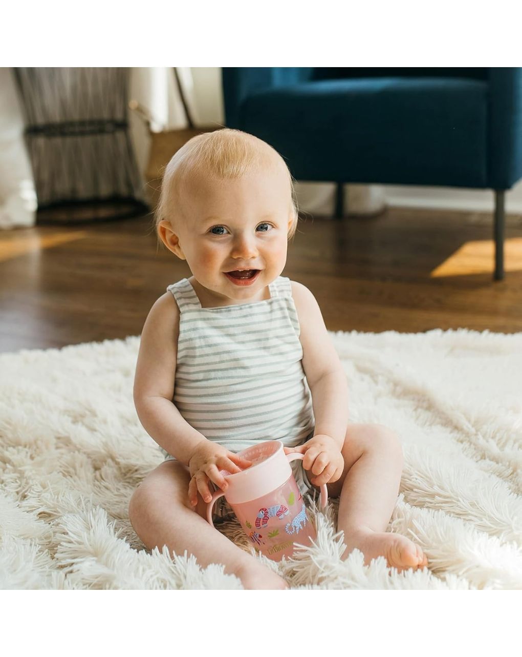 Dr. brown’s εκπαιδευτικό ποτηράκι 360° με λαβές 6m+ 200ml ζωάκια ροζ 112.70.1hc.352 - Dr Browns