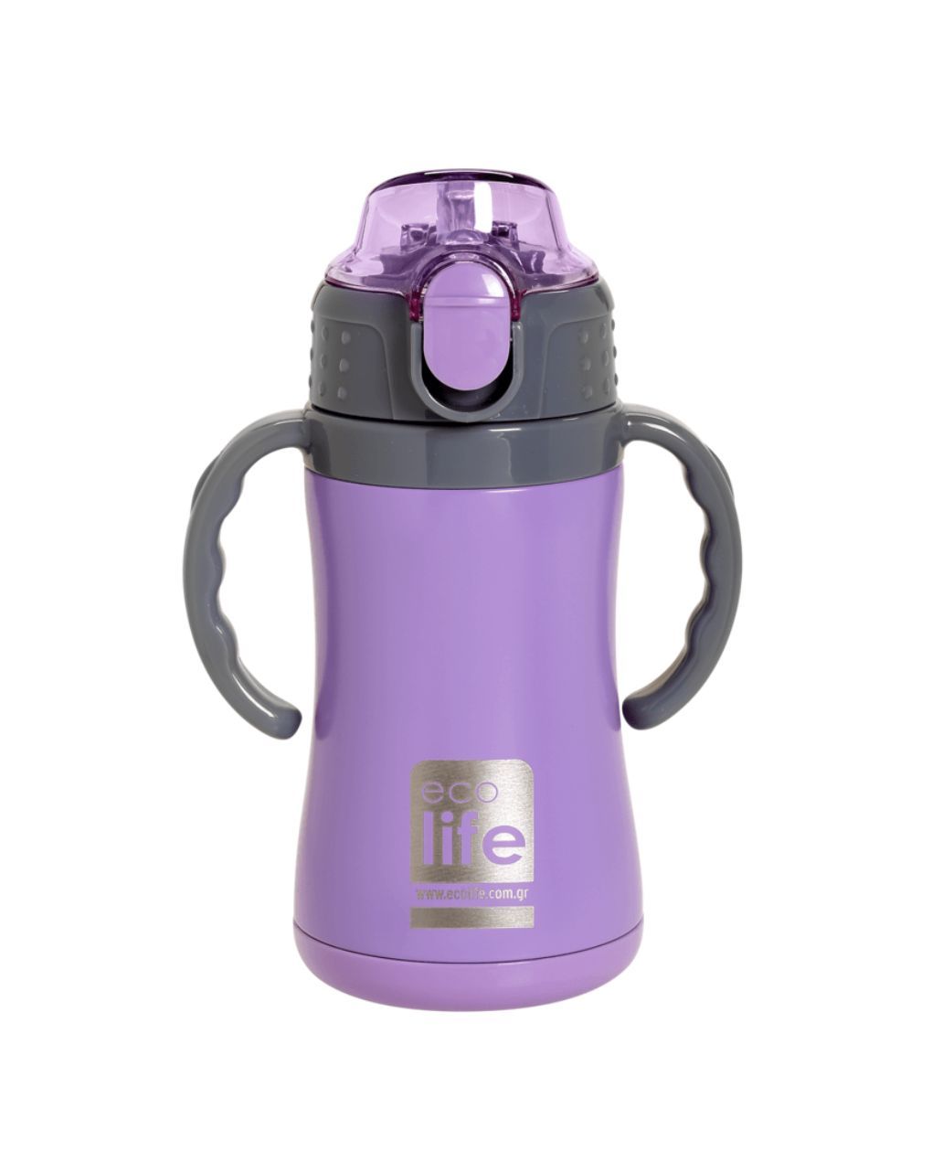 Ecolife ανοξείδωτο παγούρι με καλαμάκι kids thermos 300ml lilac 33-bo-2993 - Ecolife
