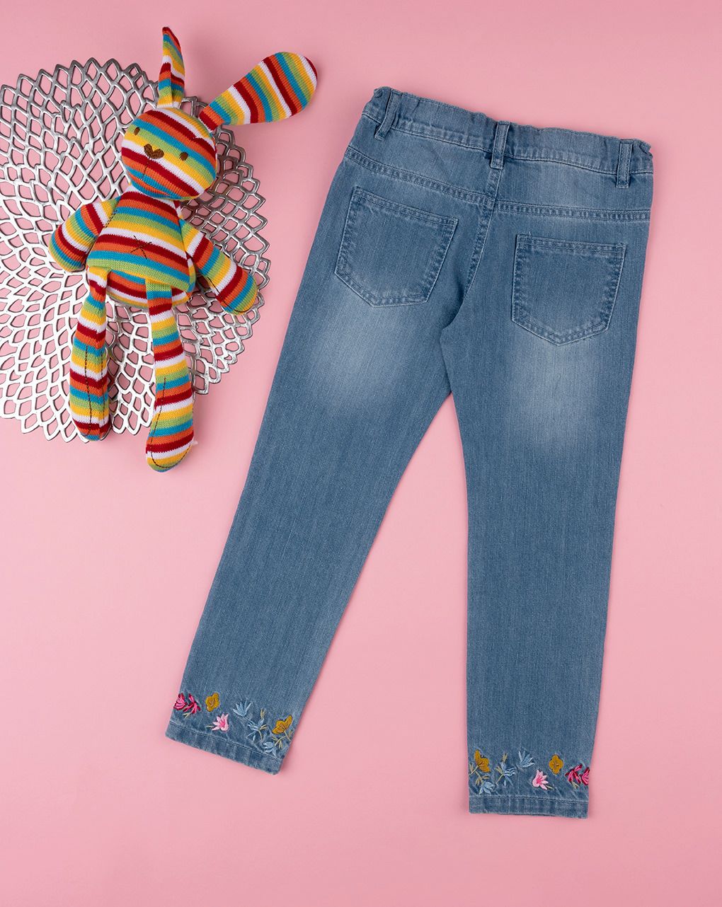 παιδικό τζιν παντελόνι με λουλούδια για κορίτσι - Prénatal