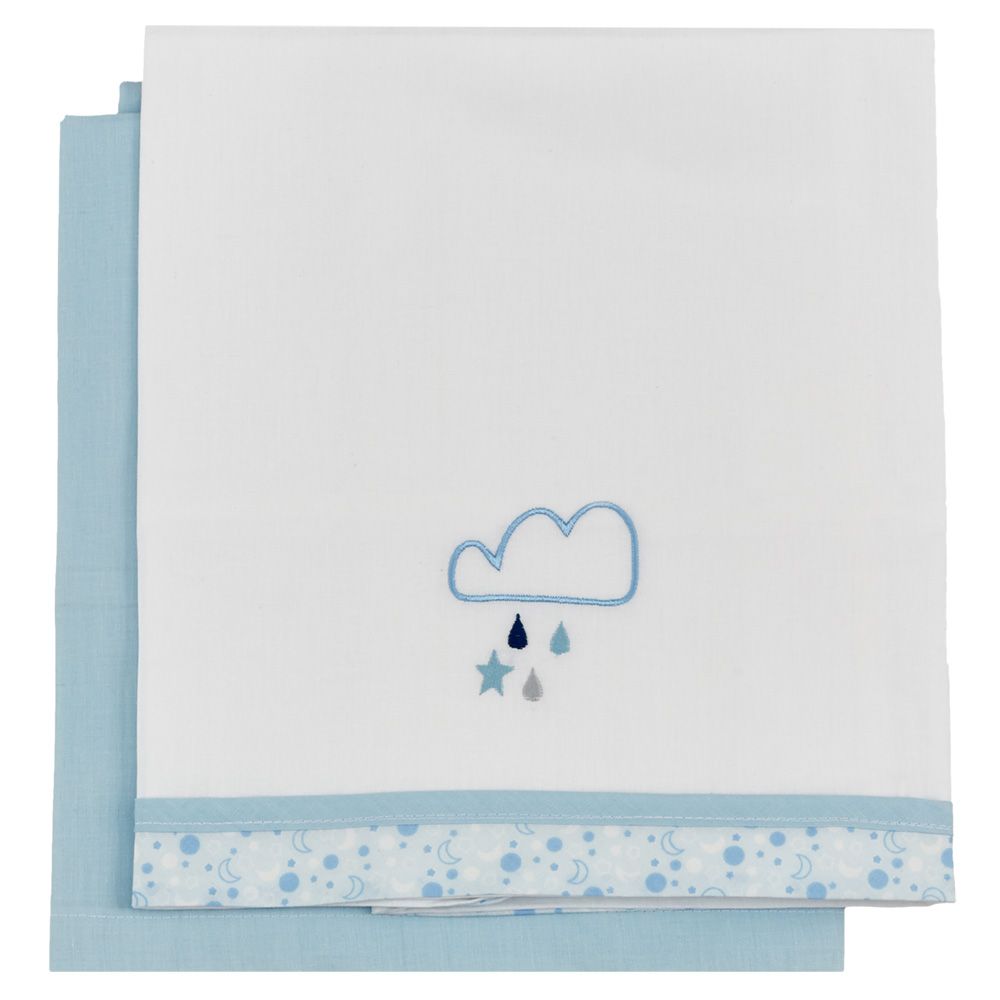 ο κόσμος του μωρού σετ σεντόνια για λίκνο rabbit σιέλ 80x110 cm - ο κόσμος του μωρού