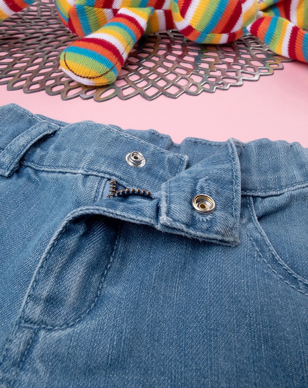 παιδικό τζιν παντελόνι με λουλούδια για κορίτσι - Prénatal