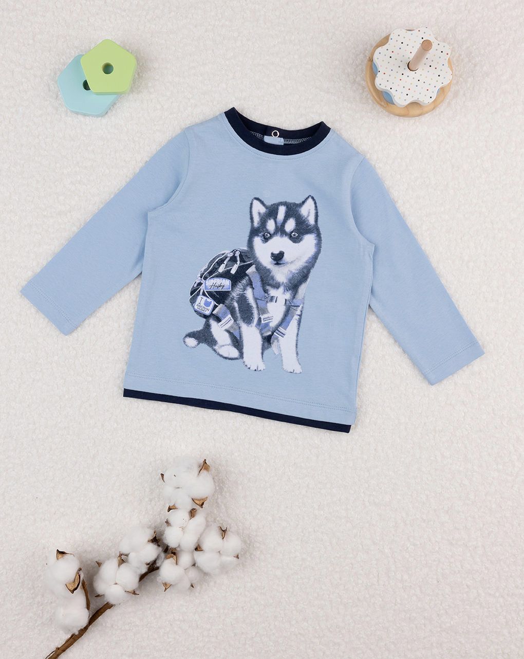 βρεφική μπλούζα μπλε πάγου με χάσκι για αγόρι - Prénatal