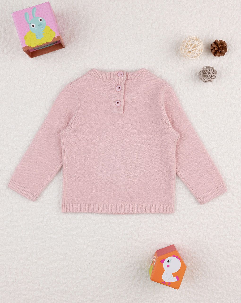 βρεφικό πουλόβερ ροζ με λαγουδάκι για κορίτσι - Prénatal