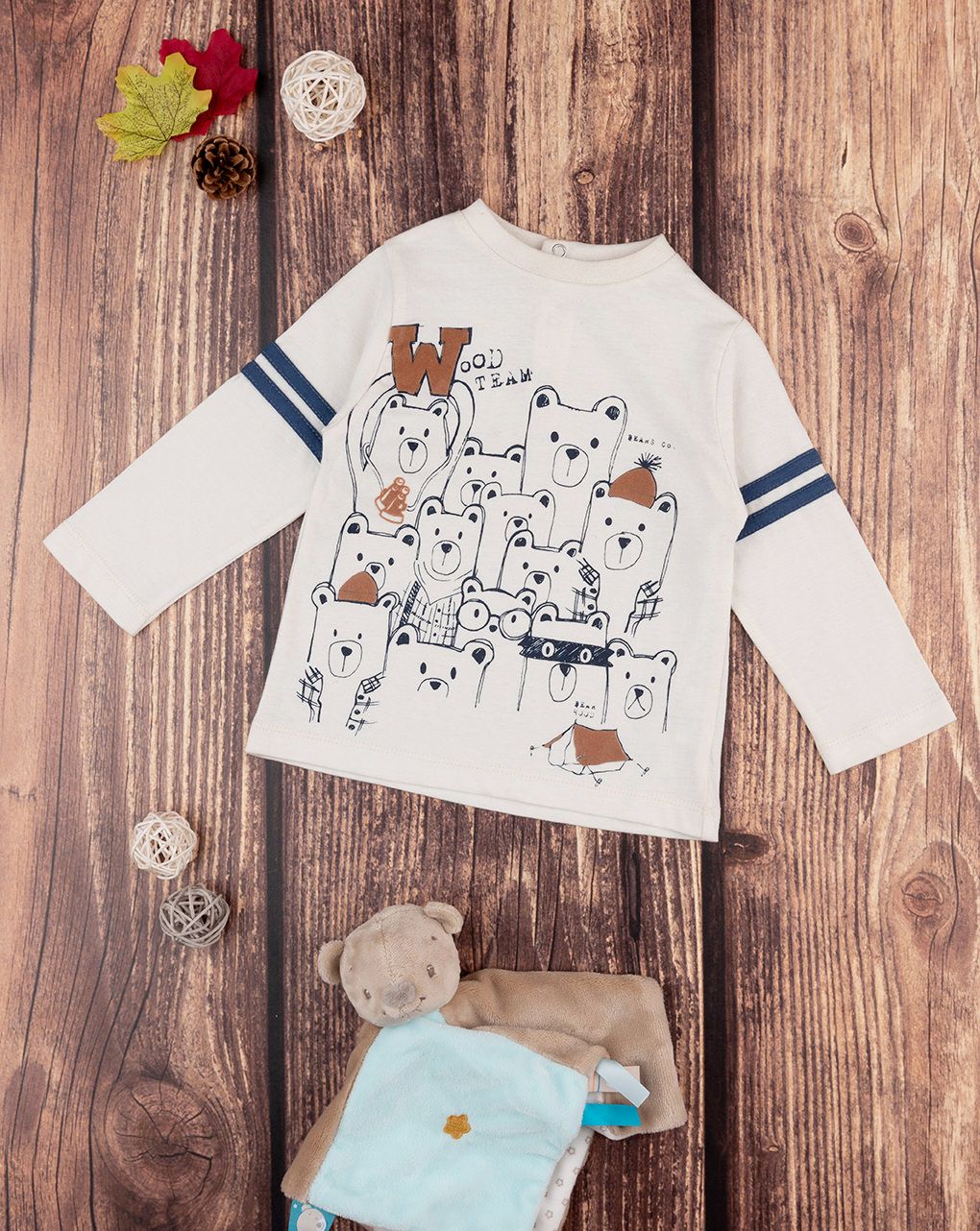 βρεφική μπλούζα λευκή με αρκουδάκια για αγόρι - Prénatal