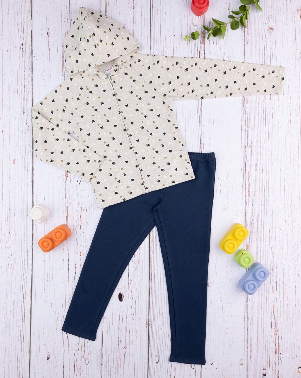 παιδικό σετ ζακέτα φούτερ και κολάν για κορίτσι - Prénatal