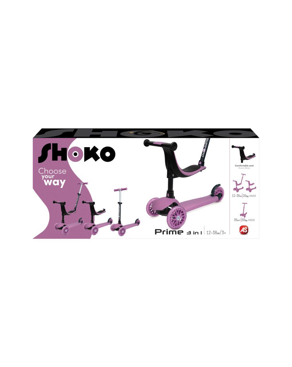 As company shoko παιδικό πατίνι πολυμορφικό 3 σε 1 σε ροζ χρώμα 5004-50506 - Shoko