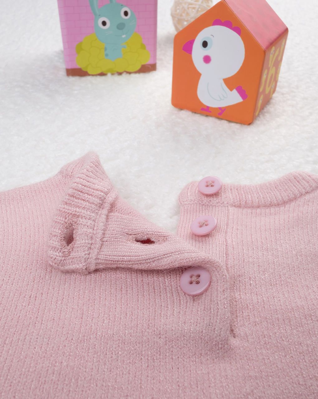 βρεφικό πουλόβερ ροζ με λαγουδάκι για κορίτσι - Prénatal