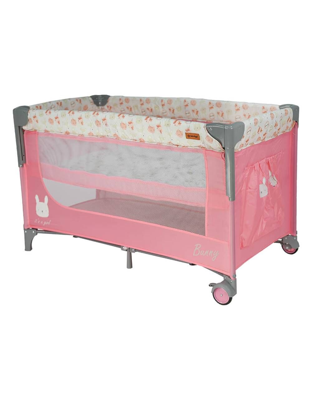 Bebe stars παρκοκρέβατο animal 2 levels & adjustable rail bunny - Bebe Stars