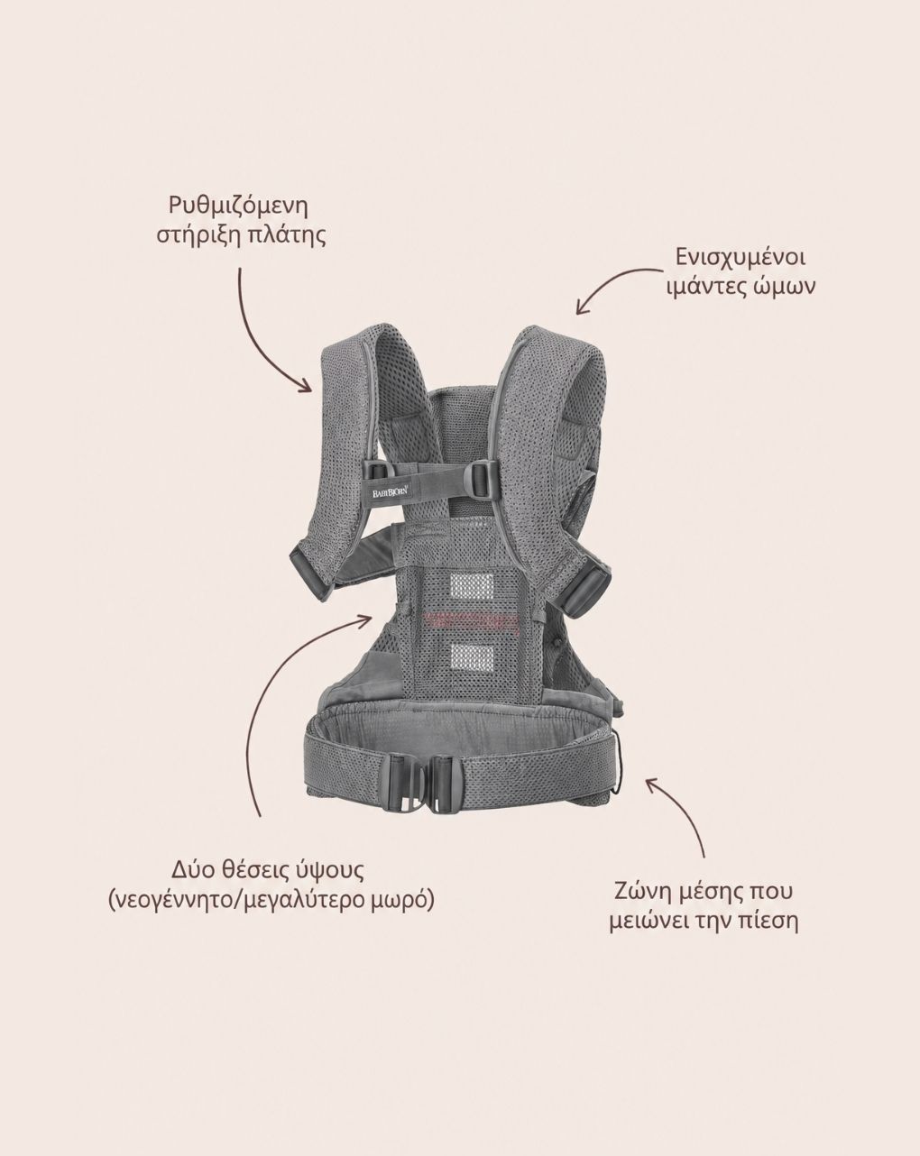 Babybjörn μάρσιπος one air 3d mesh anthracite 098013 - Baby Bjorn