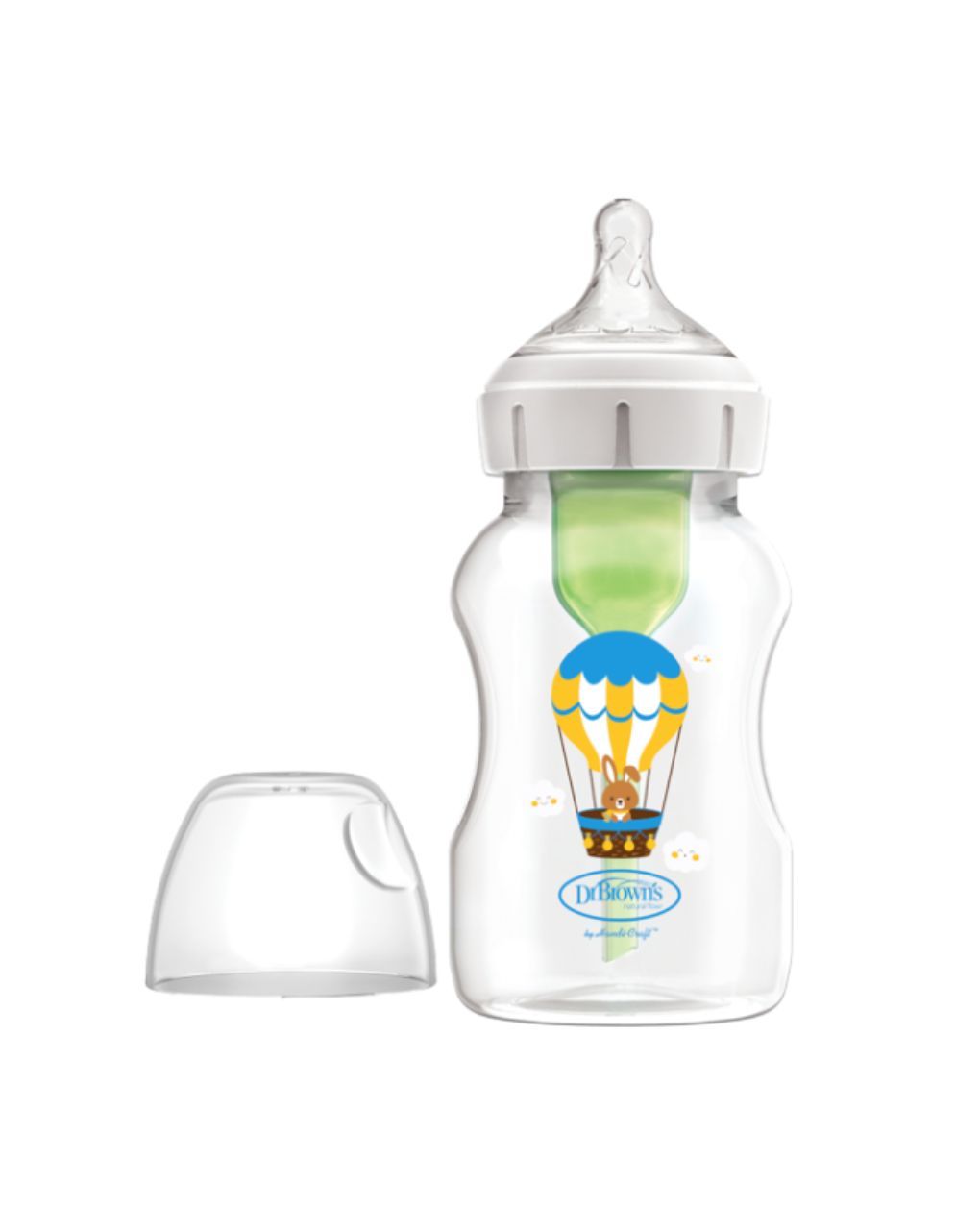 Dr. brown's options+ πλαστικό μπιμπερό με φαρδύ λαιμό 330ml 3m+ λαγουδάκια 112.70.1hc.367