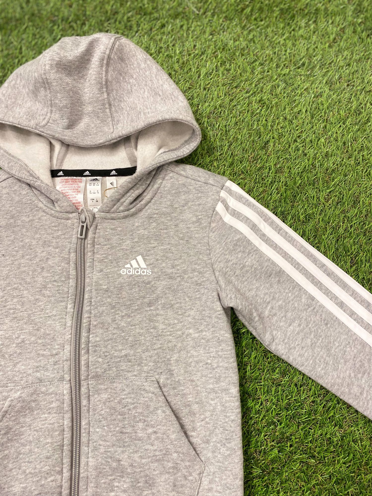 Adidas ζακέτα φούτερ γκρι με κουκούλα h65787 για αγόρι - Adidas