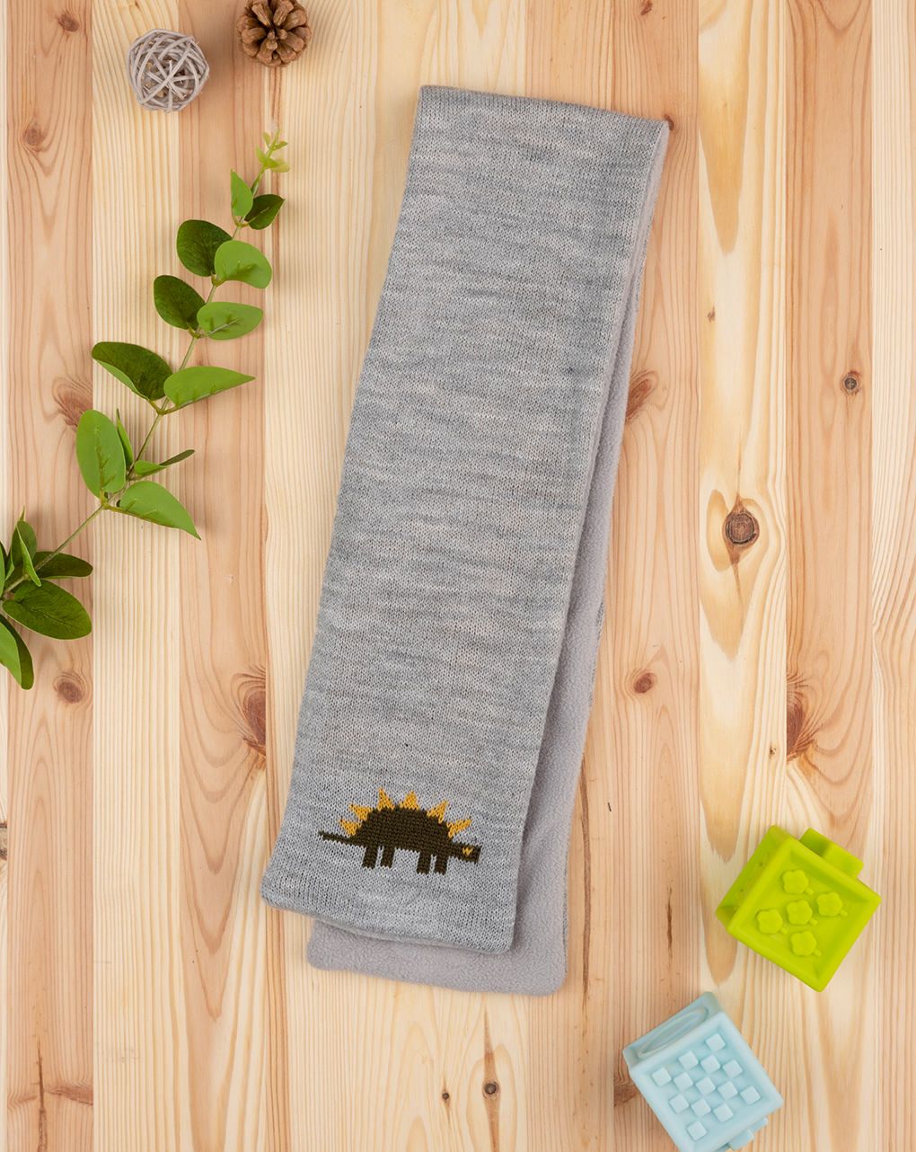 βρεφικό κασκόλ γκρι με δεινόσαυρο για αγόρι - Prénatal