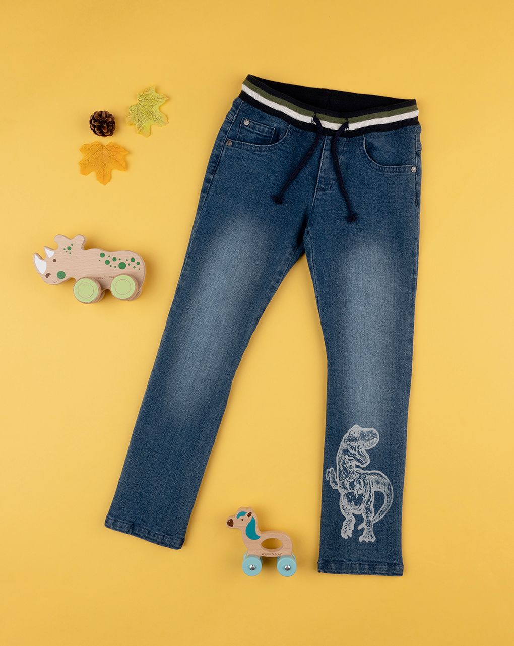 παιδικό τζιν παντελόνι με δεινόσαυρο για αγόρι - Prénatal