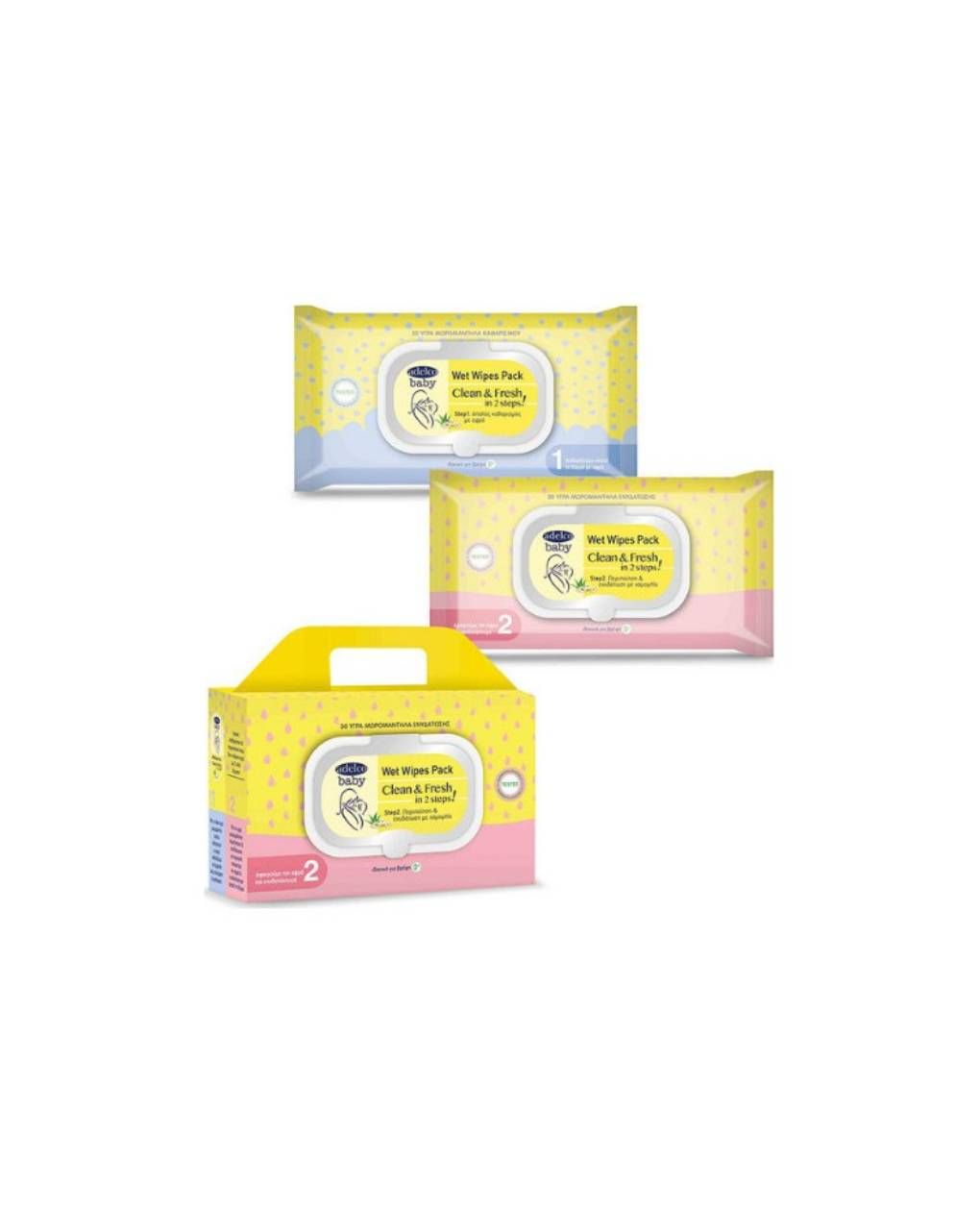 Adelco baby wet wipes clean & fresh in 2 steps υγρά μωρομάντηλα 60 τμχ - ADELCO BABY SENSITIVE CARE