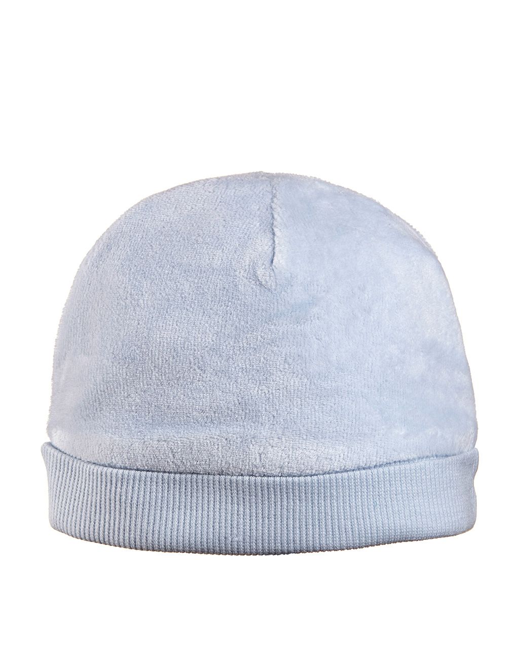 βρεφικό σκουφάκι σενίλ γαλάζιο για αγόρι
