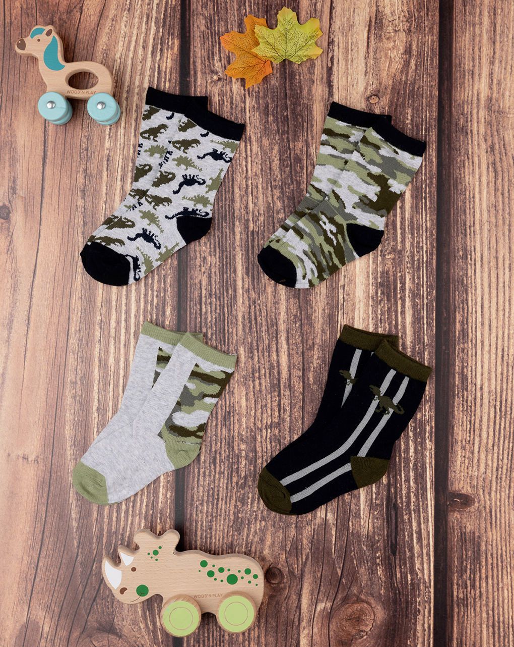 βρεφικές κάλτσες πακέτο x4 με δεινόσαυρους για αγόρι - Prénatal