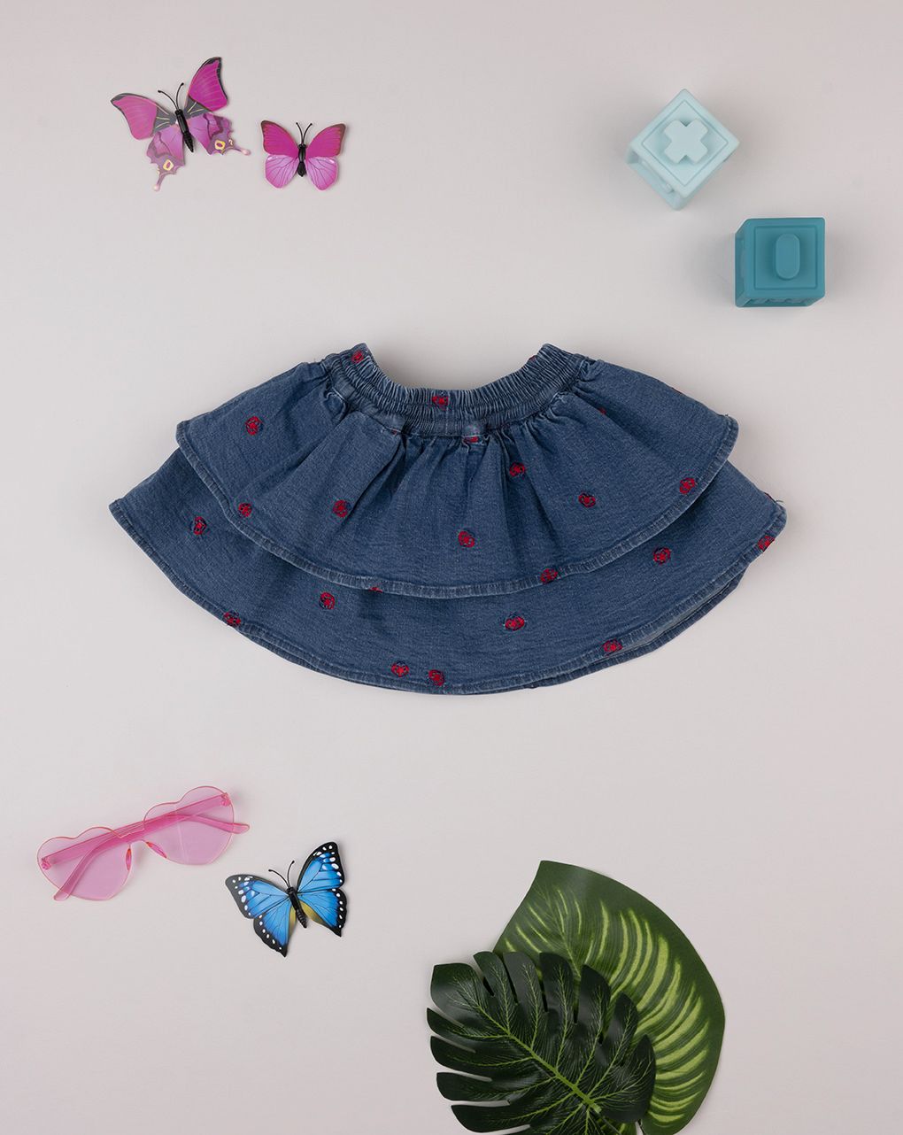βρεφική τζιν φούστα μπλε με πασχαλίτσες για κορίτσι - Prénatal