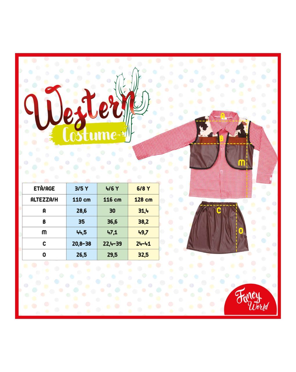 Fancy world αποκριάτικη στολή cowgirl 3 μεγέθη prg00220 - Fancy World